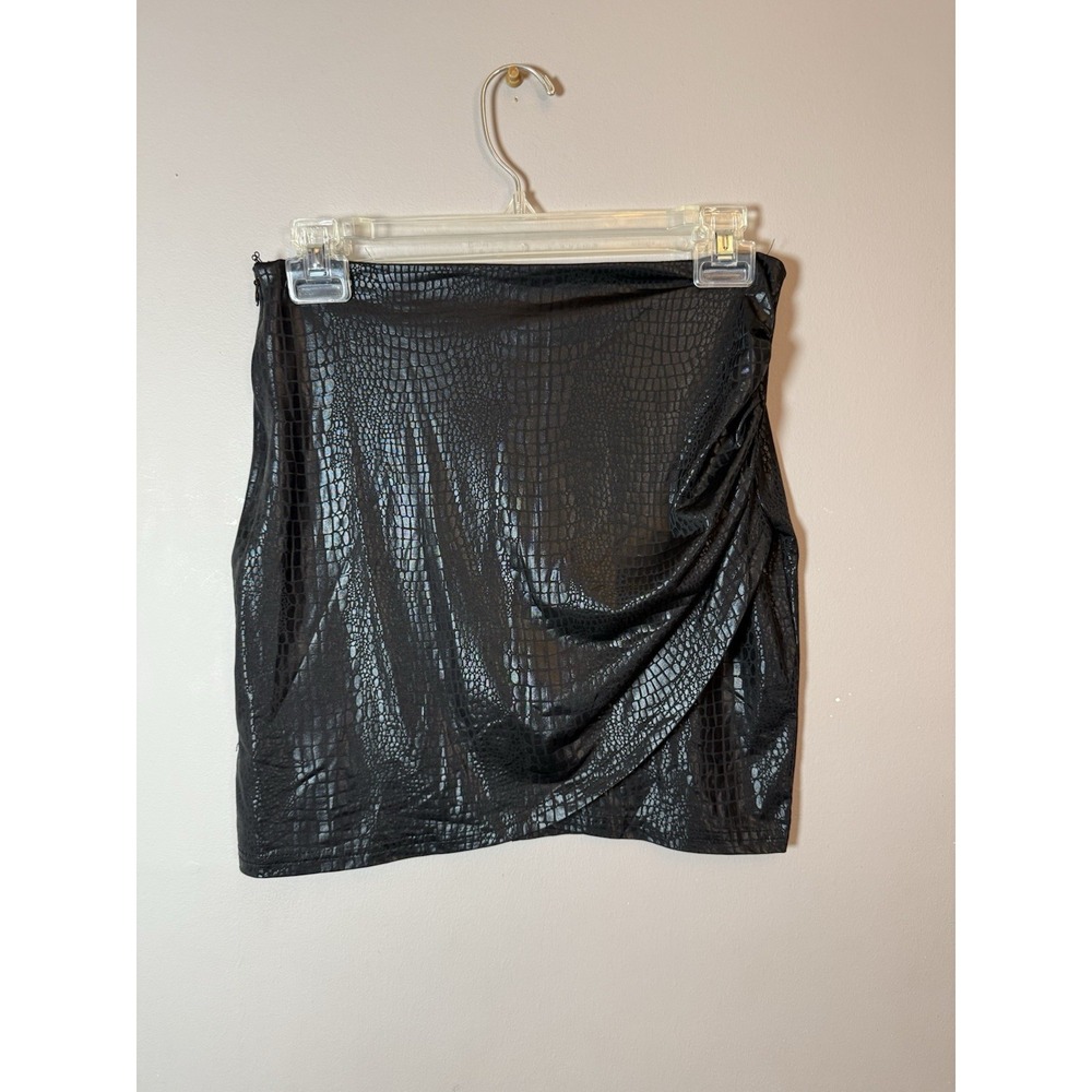 Shein Mini Skirt Faux leather print thin lightweight Black Womens Small